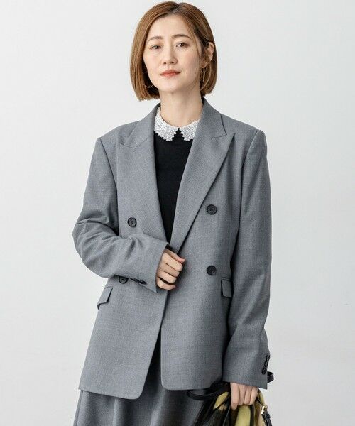 23区/ニジュウサンク 【セットアップ対応】TWサキソニー ダブル ジャケット ライトグレー系 38