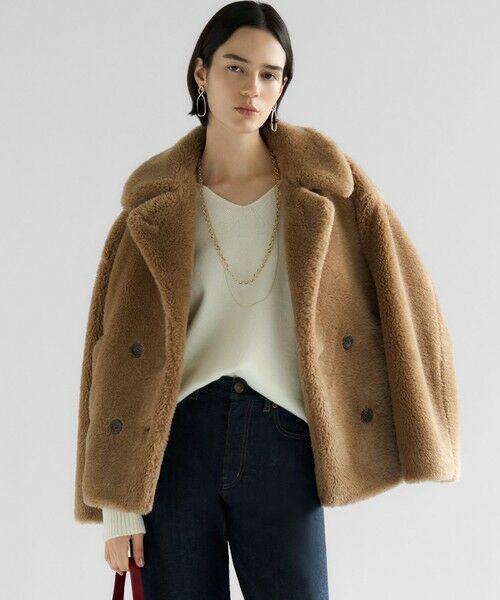 23区/ニジュウサンク 【CanCam11月号掲載】ECOPELテディボア ダブルフロント アウター キャメル系 38