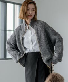 23区 / ニジュウサンク ブルゾン | 【洗える】スパンコールバルキー ダブルジップ ニットブルゾン