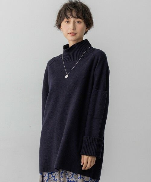 23区/ニジュウサンク 【新色追加】ボイルドウールコンビニット チュニック ネイビー系 38