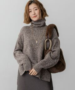 23区 / ニジュウサンク ニット・セーター | 【洗える】ミックスブークレ サイドスリットタートルニット
