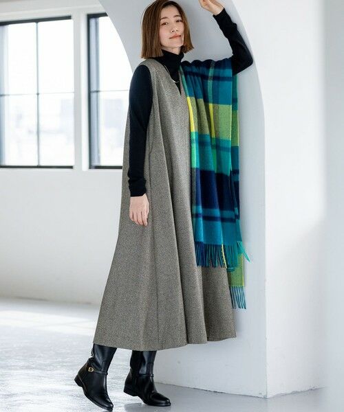 23区 / ニジュウサンク ロング・マキシ丈ワンピース | ラメミックスツイード Vネックワンピース | 詳細15