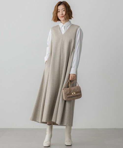 23区 / ニジュウサンク ロング・マキシ丈ワンピース | ラメミックスツイード Vネックワンピース | 詳細16