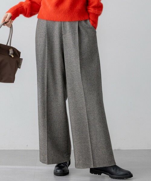 23区 / ニジュウサンク その他パンツ | ラメミックスツイード タック ワイド パンツ(モノトーン系)