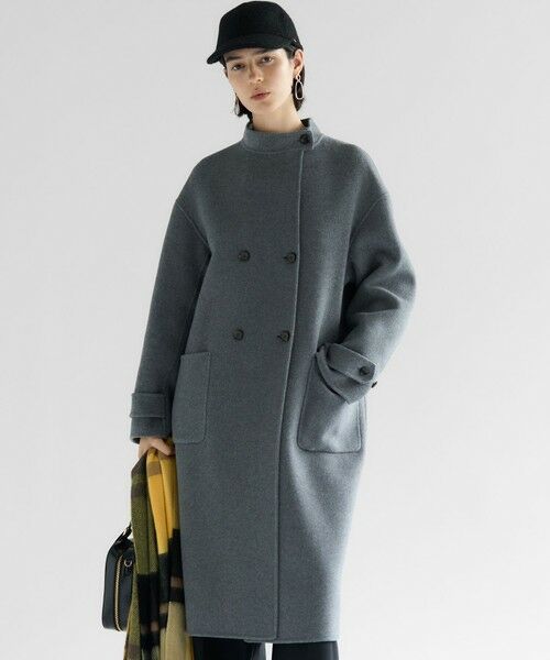 23区/ニジュウサンク MANTECOPureリバー スタンドカラーコート ミディアムグレー系 38 23区/ニジュウサンク MANTECOPureリバー スタンドカラーコート ミディアムグレー系 38