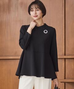 23区 / ニジュウサンク シャツ・ブラウス | 【セットアップ対応/洗える】トリアセダブルジョーゼット 2WAYレース襟 ペプラムブラウス