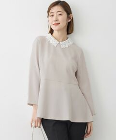 23区 / ニジュウサンク シャツ・ブラウス | 【セットアップ対応/洗える】トリアセダブルジョーゼット 2WAYレース襟 ペプラムブラウス