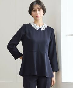 23区 / ニジュウサンク シャツ・ブラウス | 【セットアップ対応/洗える】トリアセダブルジョーゼット 2WAYレース襟 ペプラムブラウス