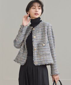 23区 / ニジュウサンク その他アウター | GIOLICAツイード ノーカラー ボタン ジャケット