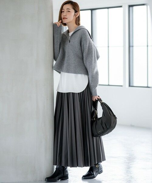 23区 / ニジュウサンク ニット・セーター | 【洗える】ウールカシミヤチャンキー クロップド スキッパーニット | 詳細3