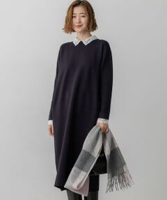 23区 / ニジュウサンク ミニ丈・ひざ丈ワンピース | 【洗える/吊り干しOK】ヴィスコースストレッチ レース襟 ワンピース