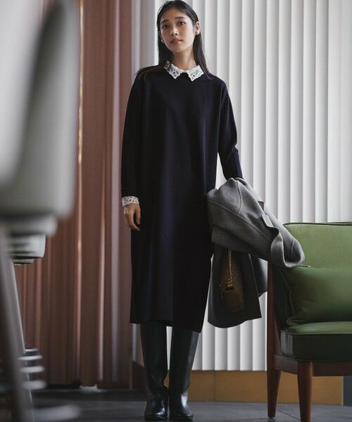 23区 / ニジュウサンク ミニ丈・ひざ丈ワンピース | 【洗える/吊り干しOK】ヴィスコースストレッチ レース襟 ワンピース | 詳細3