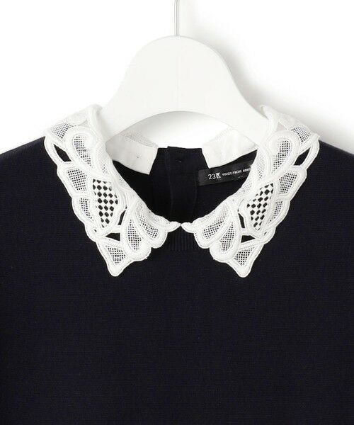 23区 / ニジュウサンク ミニ丈・ひざ丈ワンピース | 【洗える/吊り干しOK】ヴィスコースストレッチ レース襟 ワンピース | 詳細9