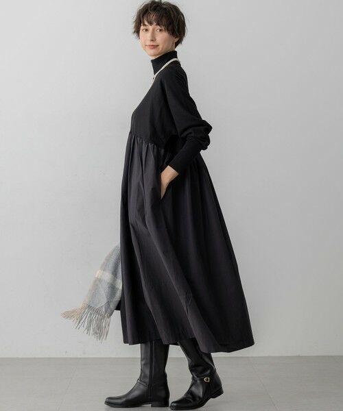 23区 / ニジュウサンク ロング・マキシ丈ワンピース | 【洗える】ギャザーコンビ ニットワンピース | 詳細2