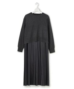 23区 / ニジュウサンク ロング・マキシ丈ワンピース | ニットセットアップ プリーツコンビ ワンピース