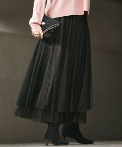 23区 / ニジュウサンク ミニ・ひざ丈スカート | 【洗える】レイヤード チュール スカート
