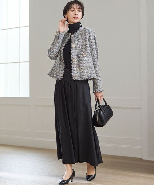 23区 / ニジュウサンク ミニ・ひざ丈スカート | 【撥水加工/洗える】ブライトタフタ タック スカート | 詳細1