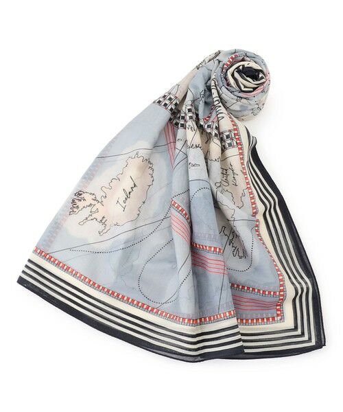 23区 / ニジュウサンク マフラー・ショール・スヌード・ストール | コットンシルク マップ柄 ストール | 詳細5