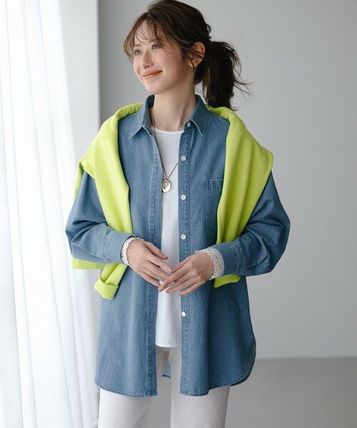 23区 / ニジュウサンク シャツ・ブラウス | ライトダンガリー デニムシャツ（ターコイズブルー系）