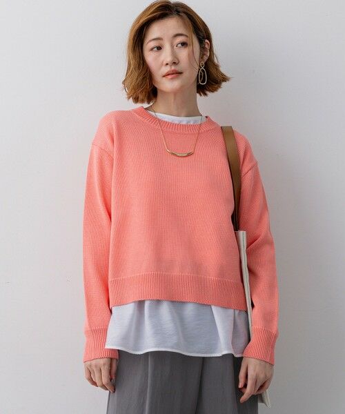 23区 / ニジュウサンク ニット・セーター | コットンギマ クルーネック ニット（ピンク系）