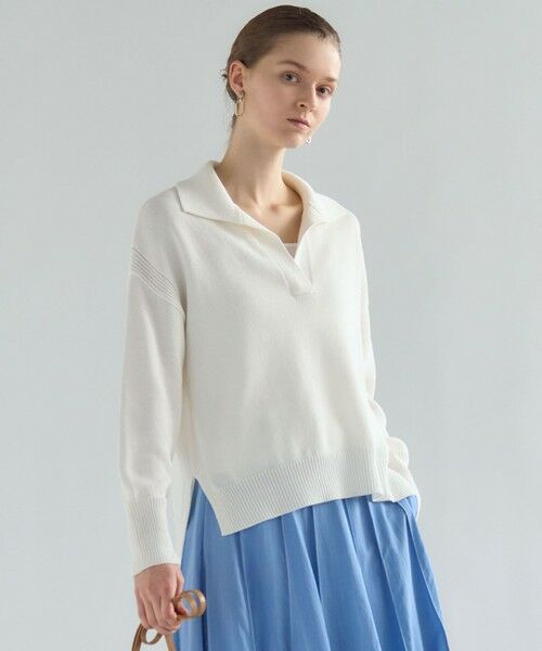 23区 / ニジュウサンク ニット・セーター | コットンギマ スキッパー ニット（ホワイト系）
