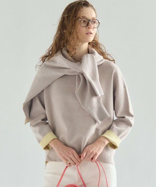 23区 / ニジュウサンク ニット・セーター | バイカラーダブルフェイス ニット（ベージュ×イエロー）