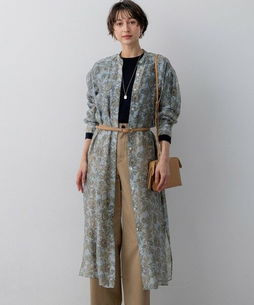 23区 / ニジュウサンク ロング・マキシ丈ワンピース | 【先行予約】Ericaキャラコ  ペイズリープリント シャツワンピース（スカイブルー系5）