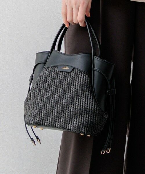 23区 / ニジュウサンク ショルダーバッグ | 【見上愛さん着用】ペーパーライクコンビ ショルダーバッグ (S)（ブラック×ブラック）