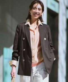 23区 / ニジュウサンク その他アウター | 【CanCam掲載】リネンレーヨンストレッチ ダブルジャケット