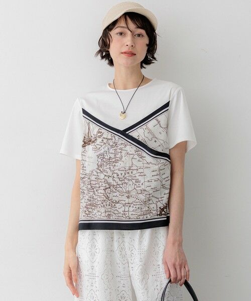 23区 / ニジュウサンク カットソー | スカーフコンビジャージー カットソー（オフ×ネイビー）