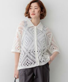 23区 / ニジュウサンク ニット・セーター | エンブロイダリーレース ポロ ニット