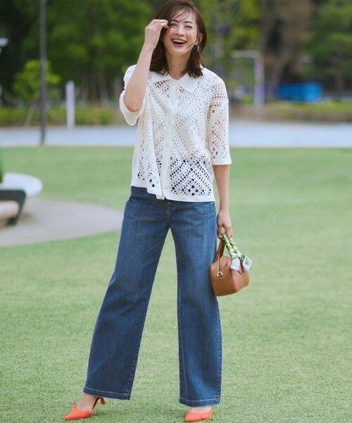 23区 / ニジュウサンク ニット・セーター | エンブロイダリーレース ポロ ニット | 詳細1