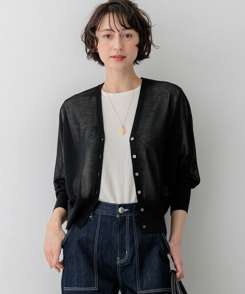23区 / ニジュウサンク カーディガン・ボレロ | 【WEB&一部店舗限定カラーあり】シャイニーシアー ドルマンスリーブ カーディガン（ブラック系）