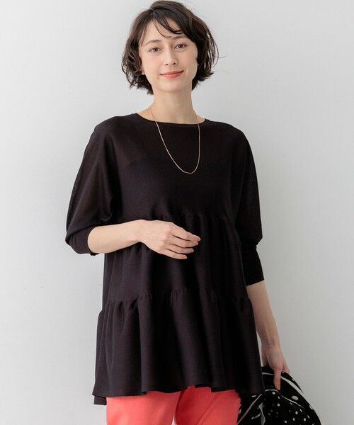 23区 / ニジュウサンク ニット・セーター | シャイニーシアーニット ティアード チュニック（ダークブラウン系）