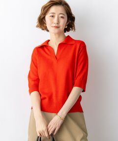 【CanCam掲載】ピュアリネン スキッパー ポロニット