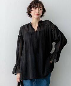 23区 / ニジュウサンク シャツ・ブラウス | リネンミックスシアースラブ ギャザーブラウス