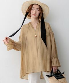 23区 / ニジュウサンク シャツ・ブラウス | リネンミックスシアースラブ ギャザーブラウス