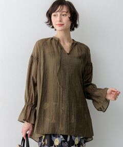 23区 / ニジュウサンク シャツ・ブラウス | リネンミックスシアースラブ ギャザーブラウス