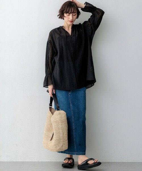 23区 / ニジュウサンク シャツ・ブラウス | リネンミックスシアースラブ ギャザーブラウス | 詳細2