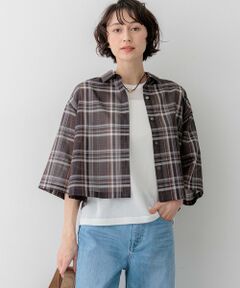 23区 / ニジュウサンク シャツ・ブラウス | 【見上愛さん着用】ハイツイストシアーチェック クロップド シャツ