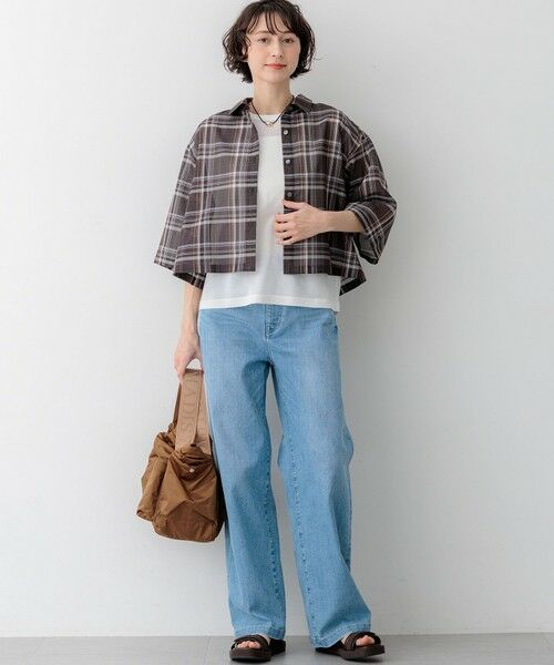 23区 / ニジュウサンク シャツ・ブラウス | 【見上愛さん着用】ハイツイストシアーチェック クロップド シャツ | 詳細4