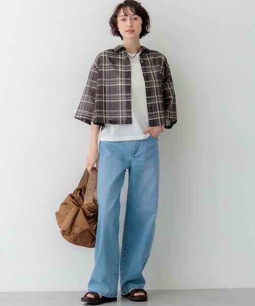 23区 / ニジュウサンク シャツ・ブラウス | 【見上愛さん着用】ハイツイストシアーチェック クロップド シャツ | 詳細5