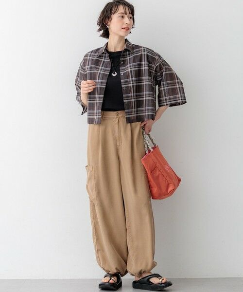 23区 / ニジュウサンク シャツ・ブラウス | 【見上愛さん着用】ハイツイストシアーチェック クロップド シャツ | 詳細7