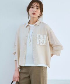 23区 / ニジュウサンク シャツ・ブラウス | LIBECOリネン ポケット刺繍 クロップドシャツ