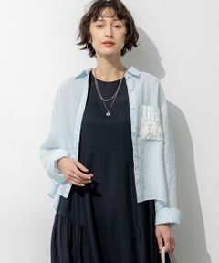 23区 / ニジュウサンク シャツ・ブラウス | LIBECOリネン ポケット刺繍 クロップドシャツ