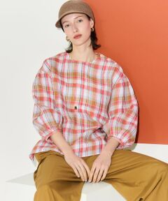 23区 / ニジュウサンク シャツ・ブラウス | LIBECOリネン チェック ボリュームスリーブ ブラウス