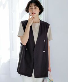 23区 / ニジュウサンク その他アウター | ライトシアーマットクロス ノーカラー ジレ