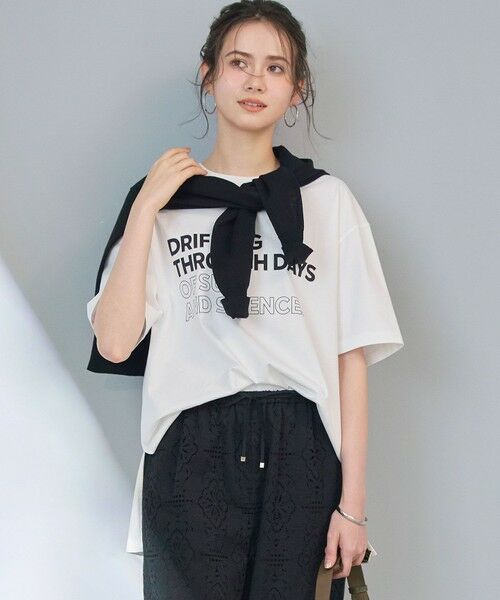 23区 / ニジュウサンク カットソー | 【SLOW/一部店舗限定】ヴィンテージライクジャージー Tシャツ（オフホワイト×ブラック）