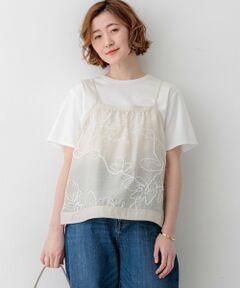 23区 / ニジュウサンク カットソー | 【一部予約】シアーエンブロイダリー キャミソール コンビ Tシャツ