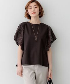 23区 / ニジュウサンク カットソー | カットワークエンブロイダリー デザインスリーブ トップス